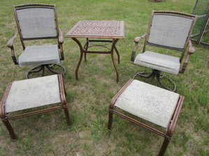 lot 14 image: Patio Table, Two Chairs & Ottomans