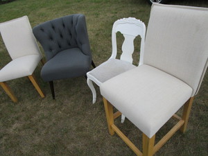 lot 99 image: Upholstered & Wood Chair