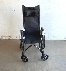 lot 105 image: Medline 18 in. Durable Vinyl Reclining Wheelchair