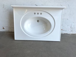 lot 119 image: Glacier Bay Newport Cultured Marble Vanity Top in White with Integrated Sink