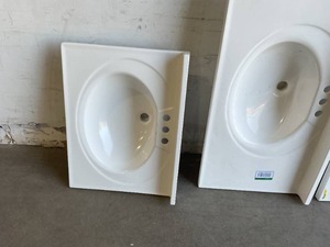 lot 122 image: LOT OF 3 Cultured White Marble Vanities