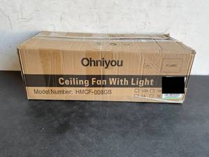 lot 148 image: Ohniyou 52 Inch Bronze Ceiling Fan and Light with Remote Control