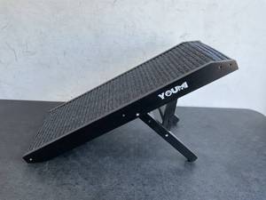 lot 155 image: YOUMI Black Wooden 19 in. Adjustable Folding Dog Ramp