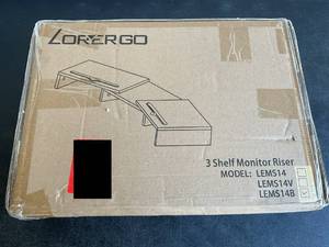 lot 164 image: LORYERGO Black Dual Monitor Stand with Adjustable Angle and slots for Phone or Tablet