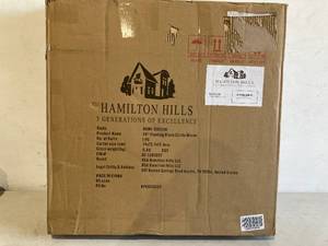 lot 214 image: Hamilton Hills 24 inch Round Black Wooden Circle Wall Mirror