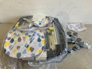 lot 215 image: Boyro Baby Gray 4-in-1 Foldable Baby Walker with Removable Footrest, Feeding Tray, Rocking Function & Music Tray