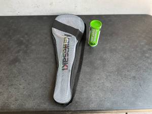 lot 189 image: Kawasaki Set of 2 Badminton Rackets for Training with Three Birdies and Carrying Bag