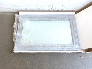 lot 196 image: Stonebriar Rustic Rectangular Worn White Wood Frame Hanging Wall Mirror