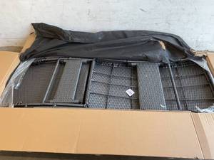lot 197 image: Noble House Salem Gray 2-Piece Plastic Outdoor Chaise Lounges