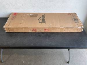 lot 301 image: Iwell Mid-Century Rustic Brown Modern TV Stand with Two Storage Cabinets and Shelf