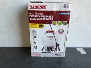 lot 316 image: Chapin 4-Gallon 24V Rechargeable Battery Powered Backpack Sprayer with Battery and Charger