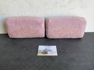 lot 321 image: UNMERA Set of Two Luxurious Pink Eco Suede Yoga Bolster with Washable Cover