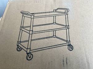 lot 342 image: Heavy Duty Black Plastic Utility Cart with Lockable Wheels