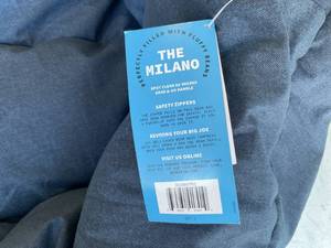 lot 28 image: Big Joe Milano Cobalt Denim Lenox Fabric Bean Bag Chair