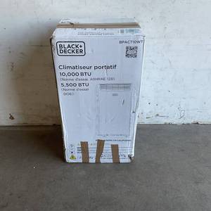 lot 29 image: BLACKDECKER 10,000 BTU White Portable Air Conditioner with Remote Control