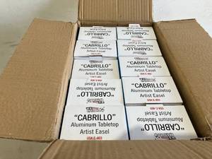 lot 227 image: LOT OF 10 U.S. Art Supply 15 to 21 High Adjustable Black Aluminum Tabletop Display Easel with Extension Arm Wings