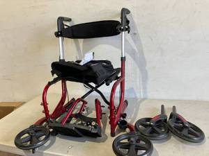 lot 228 image: Red Folding Rollator WalkerWheelchair