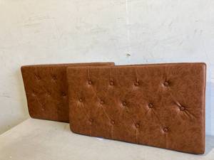 lot 229 image: GREENSTELL PU Brown Leather Wall Mount King Size Headboard with USB