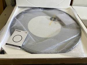 lot 239 image: FTOTI 32 inch Black Framed LED Round Wall Mirror with Anti-Fog & Dimmable Touch Switch