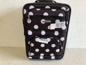 lot 250 image: Rockland Fashion Black & White Polka Dot Softside Upright Wheeled Suitcase