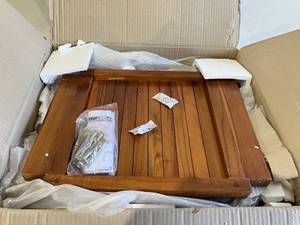 lot 253 image: Teak Wood 18 inch Shower Bench