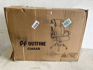 lot 283 image: OUTFINE Black Leather Ergonomic Executive Office Desk Chair