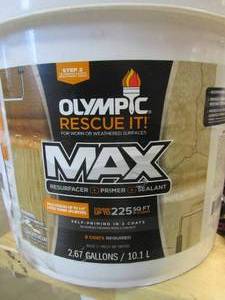 lot 333 image: Olympic Rescue It 3 gal. Pewter Deck Resurfacer and Primer with Sealant - Brown Color