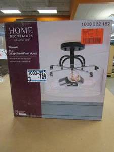 lot 344 image: Home Decorators Collection Shirwell 3-Light Bronze Semi-Flush Mount with Clear Glass Shade (OPEN BOX)