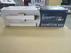 lot 345 image: Hampton Bay Astrid 24 in. Brushed Nickel 5-CCT LED Bathroom Vanity Light Bar with Frosted Glass (OPEN BOX)