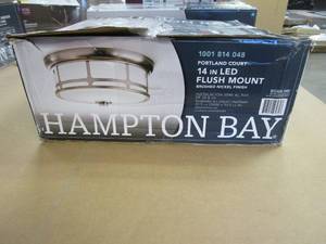 lot 346 image: Hampton Bay Portland Court 14 in. 1-Light Brushed Nickel LED Flush Mount (OPEN BOX)