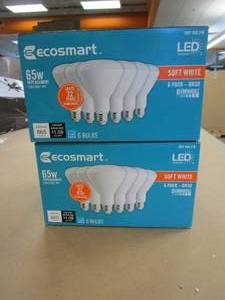 lot 353 image: Pack of 2 - EcoSmart 65-Watt Equivalent BR30 Dimmable Energy Star LED Light Bulb Soft White (6-Pack) (TOTAL 12 BULBS)