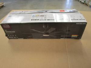 lot 355 image: Home Decorators Collection Celene 62 in. LED IndoorOutdoor Matte Black Ceiling Fan with Light and Remote Control with Color Changing Technology (OPEN BOX)