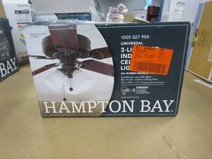 lot 393 image: Hampton Bay 3-Light Oil Rubbed Bronze Ceiling Fan Shades LED Light Kit (OPEN BOX)