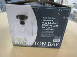 lot 400 image: Hampton Bay Westbrook 8 in. 1-Light Matte Black Flush Mount (OPEN BOX)
