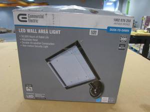 lot 407 image: Commercial Electric 46-Watt Bronze Outdoor Integrated LED Street Lamp Flood Light with Dusk to Dawn Control (OPEN BOX)