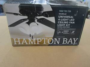 lot 410 image: Hampton Bay Gazelle 4-Light LED Natural Iron Universal Ceiling Fan Light Kit (OPEN BOX)