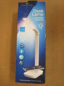 lot 389 image: Tzumi Atmosphere 12.6 in. White Desk Lamp with Wireless Charging (OPEN BOX)