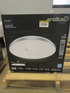 lot 424 image: Artika Europa 21 in. 1-Light Chrome Integrated Selectable LED Modern Flush Mount Ceiling Light Fixture for Kitchen and Hallway (OPEN BOX)