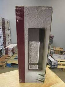 lot 446 image: Home Decorators Collection 1-Light Black LED Integrated Outdoor Sconce Lantern Light with Seeded Glass (OPEN BOX)