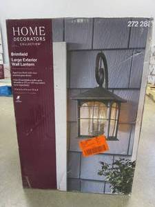lot 447 image: Home Decorators Collection Albany 1-Light Black Dark Sky Outdoor Line Voltage Wall Sconce with No Bulb Included (OPEN BOX)