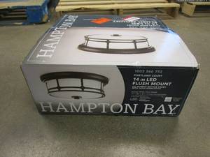 lot 450 image: Home Decorators Collection Portland Court 14 in. Oil Rubbed Bronze LED Flush Mount Ceiling Light (OPEN BOX)