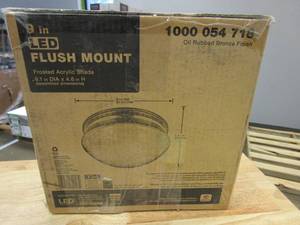 lot 451 image: Commercial Electric 9 in. 120-Watt Equivalent Oil-Rubbed Bronze Integrated LED Mushroom Flush Mount with White Acrylic Shade (OPEN BOX)