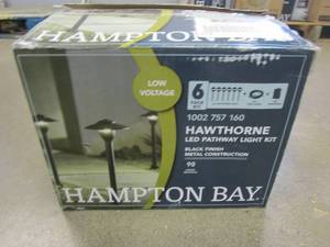 lot 453 image: Hampton Bay Low-Voltage 30-Watt Integrated LED Outdoor Black Landscape Path Light Kit (6-Pack) (OPEN BOX)