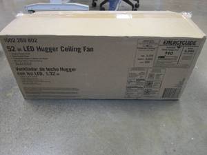lot 463 image: Hugger 52 in. LED Indoor Brushed Nickel Ceiling Fan with Light Kit (OPEN BOX)