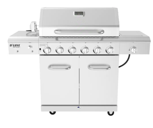 lot 329 image: Nexgrill 6-Burner Propane Gas Grill in Stainless Steel with Ceramic Searing Side Burner and Rotisserie Kit (OPEN BOX)