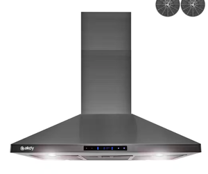 lot 336 image: 36 in. 343 CFM Convertible Island Mount Range Hood with Lights and Touch Control in Black Stainless Steel (OPEN BOX)