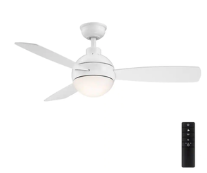 lot 384 image: Home Decorators Collection Alisio 44 in. LED White Ceiling Fan with Light and Remote Control