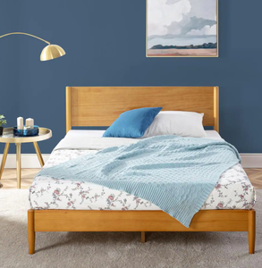lot 537 image: Zinus Allen Wood Brown Full Mid Century Platform Bed Frame (OPEN BOX)