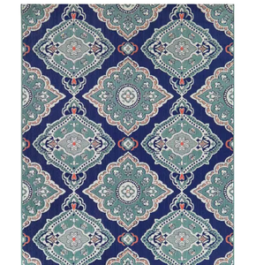 lot 544 image: Hampton Bay Teal 5 ft. x 7 ft. Medallion IndoorOutdoor Patio Area Rug