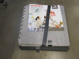 lot 473 image: LOT OF 2 - Norsk Reversible Stone GrayBlack Faux Wood 24 in. x 24 in. x 0.47 in. Foam Mats (4-Pack)